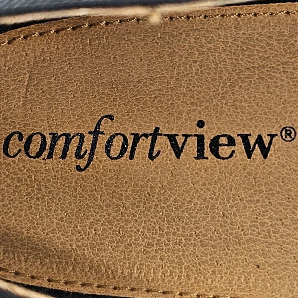 COMFORTVIEW Lara Black Canvas Slip-On Espadrille Flat Elastic Goring  8W
